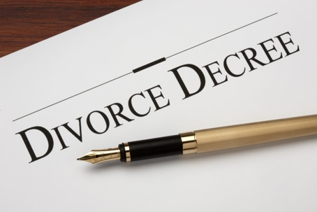 divorce decree with pen